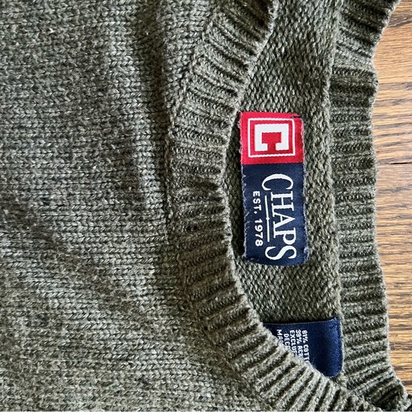 Vintage Ralph Lauren Chaps Men's Olive Crewneck Sweater XL - Picture 4 of 5